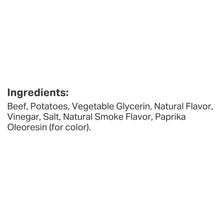 Dog treat ingredients list: beef, potatoes, vegetable glycerin, natural flavor.
