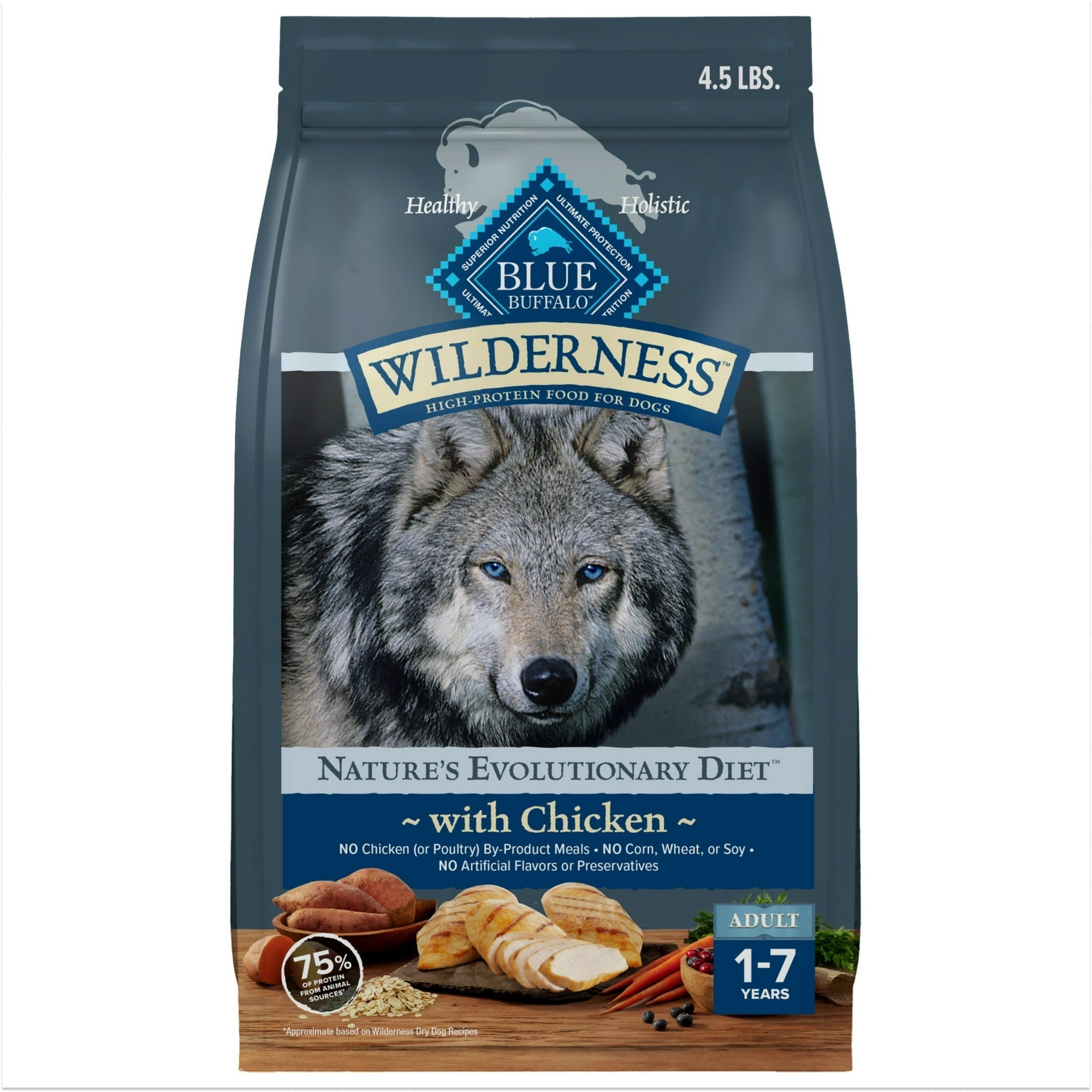 Blue Buffalo Wilderness Natural Dry Dog Food Plus Wholesome Grains, Chicken