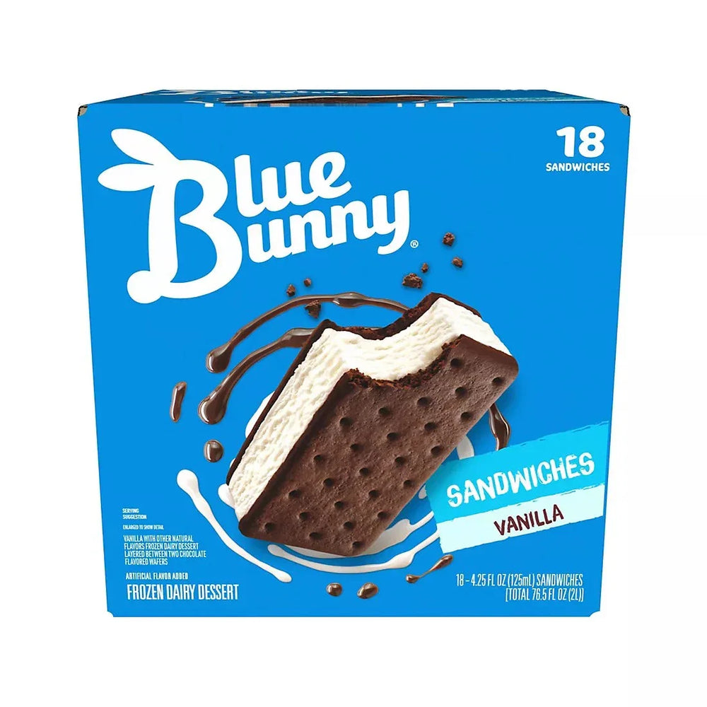 Blue Bunny Simply Vanilla Frozen Dessert Ice Cream Sandwiches, 18 ct. - USA MEGA SHOP