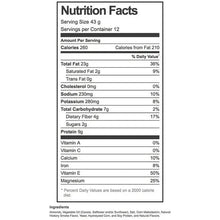 Nutrition facts panel for smokehouse almonds tubes, serving size 43 g