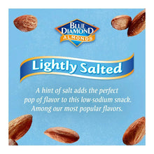 Blue Diamond lightly salted almonds bag with whole almonds around it