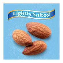 Whole lightly salted almonds, three pieces shown