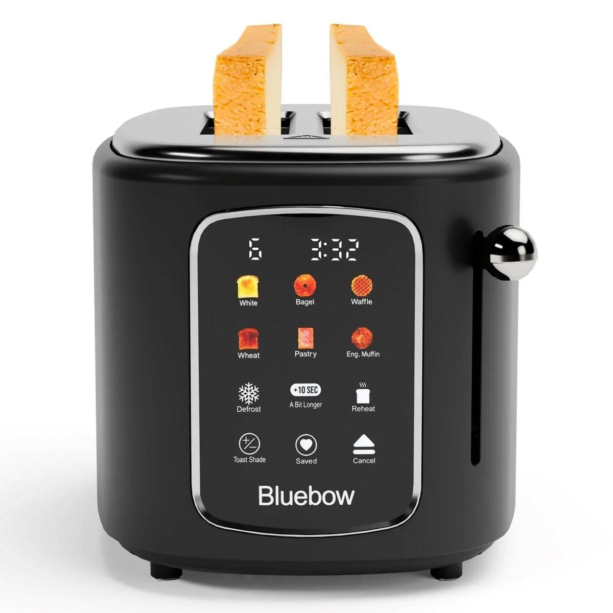 Bluebow 2-Slice Toaster with Touchscreen, 1.5" Wide Slots, 6 Bread Types & Shade Settings, Reheat, Defrost, Cancel, Removable Tray - USA MEGA SHOP