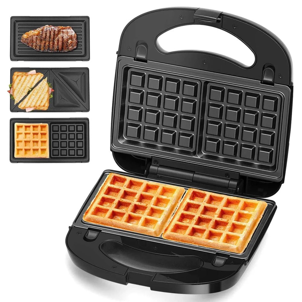 Bluebow 3 in 1 Sandwich Maker, 2 Slice Waffle Maker, Panini Press Grill with Removable Non-Stick Plates, Breakfast Grilled Cheese Maker - USA MEGA SHOP
