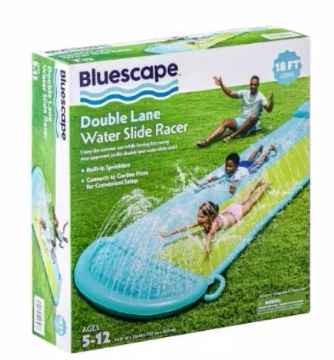 Bluescape 18ft Blue Double Lane Water Slide Racer, with Sprinklers, Age 5 to 12, Unisex