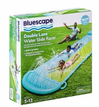 Bluescape double lane water slide racer box with light blue and lime-green slide image