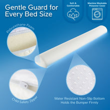 White padded bed bumper with dotted underside and zipper seam for secure fit