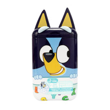 Kids' 2-in-1 shampoo and body wash bottle with Bluey dog face graphics