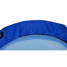 Kids trampoline blue top fabric rim with curved mesh net opening