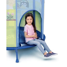 Kids trampoline tunnel side entry with child sitting and playing