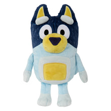 Blue dog plush toy with yellow nose, white belly patch, and floppy arms, 8 inch