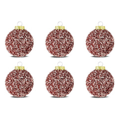 Blush Pink Tinsel Ball Christmas Ornaments, 2.5", 6 Count, by Holiday Time - USA MEGA SHOP