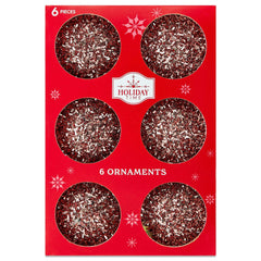 Blush Pink Tinsel Ball Christmas Ornaments, 2.5", 6 Count, by Holiday Time