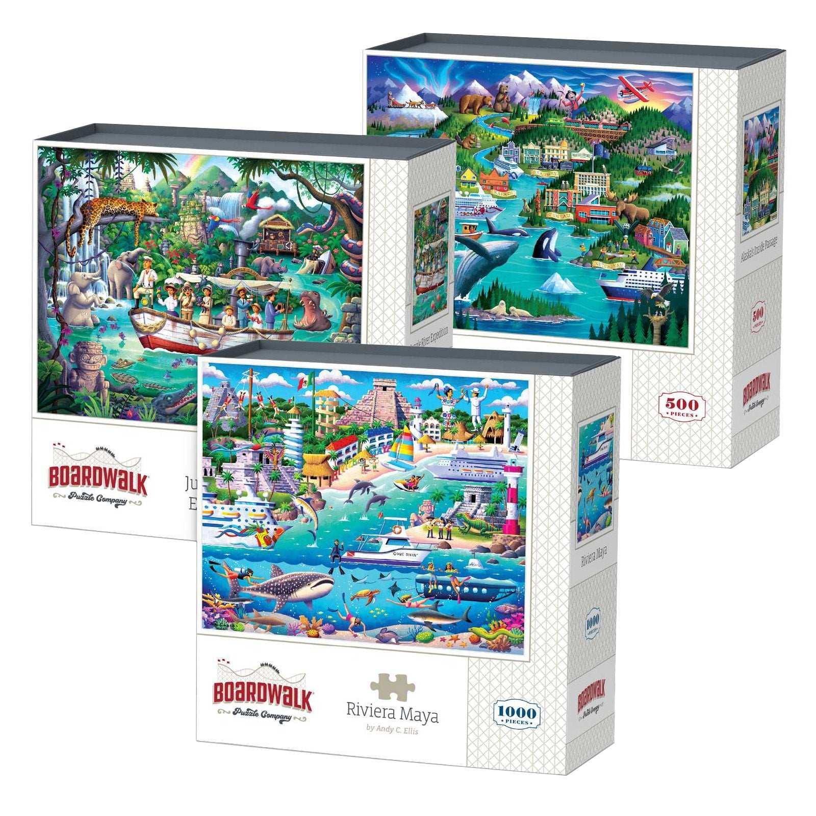 Boardwalk Assorted Jigsaw Puzzles, 3-pack - USA MEGA SHOP
