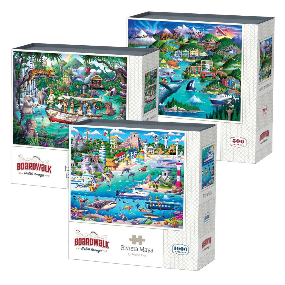 Boardwalk Assorted Jigsaw Puzzles, 3-pack - USA MEGA SHOP