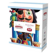Boardwalk wooden puzzle box showing Pirate Pete nutcracker figure with sword.
