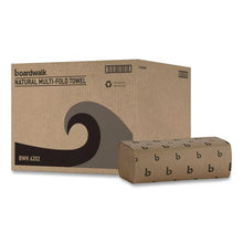 Natural multi-fold paper towel pack with rolled towels, brown cardboard, 1-ply