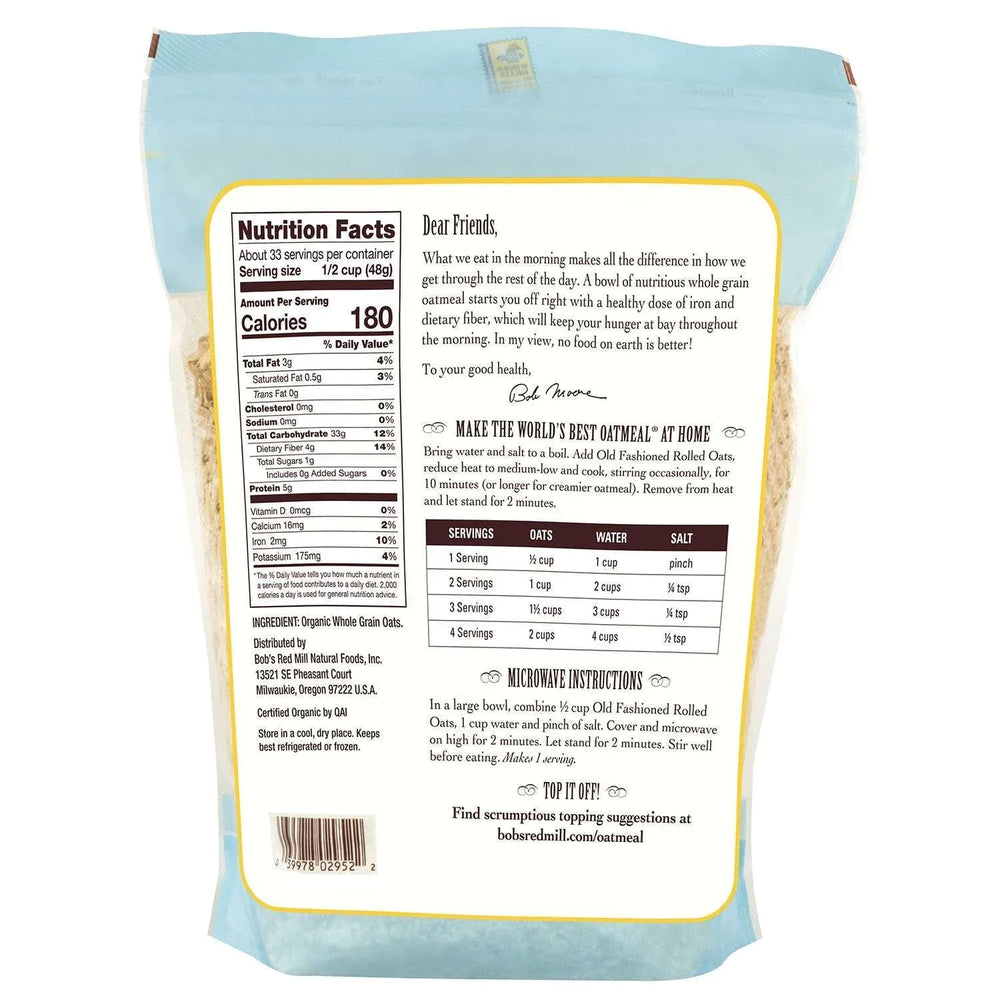 Bob's Red Mill Organic Old Fashioned Rolled Oats, 56 oz. - USA MEGA SHOP