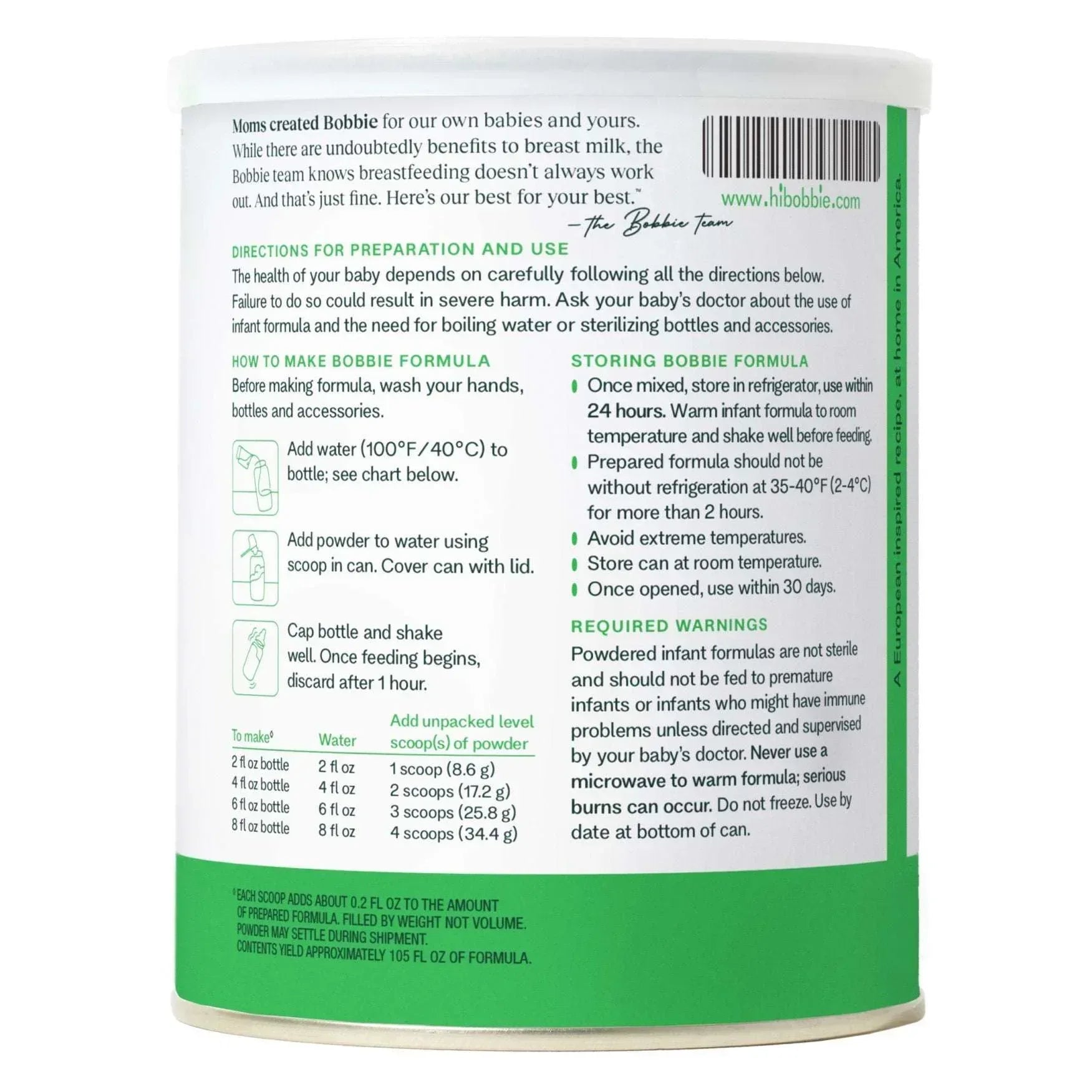 Bobbie Organic Original Infant Formula, 14.1 oz, 2-pack