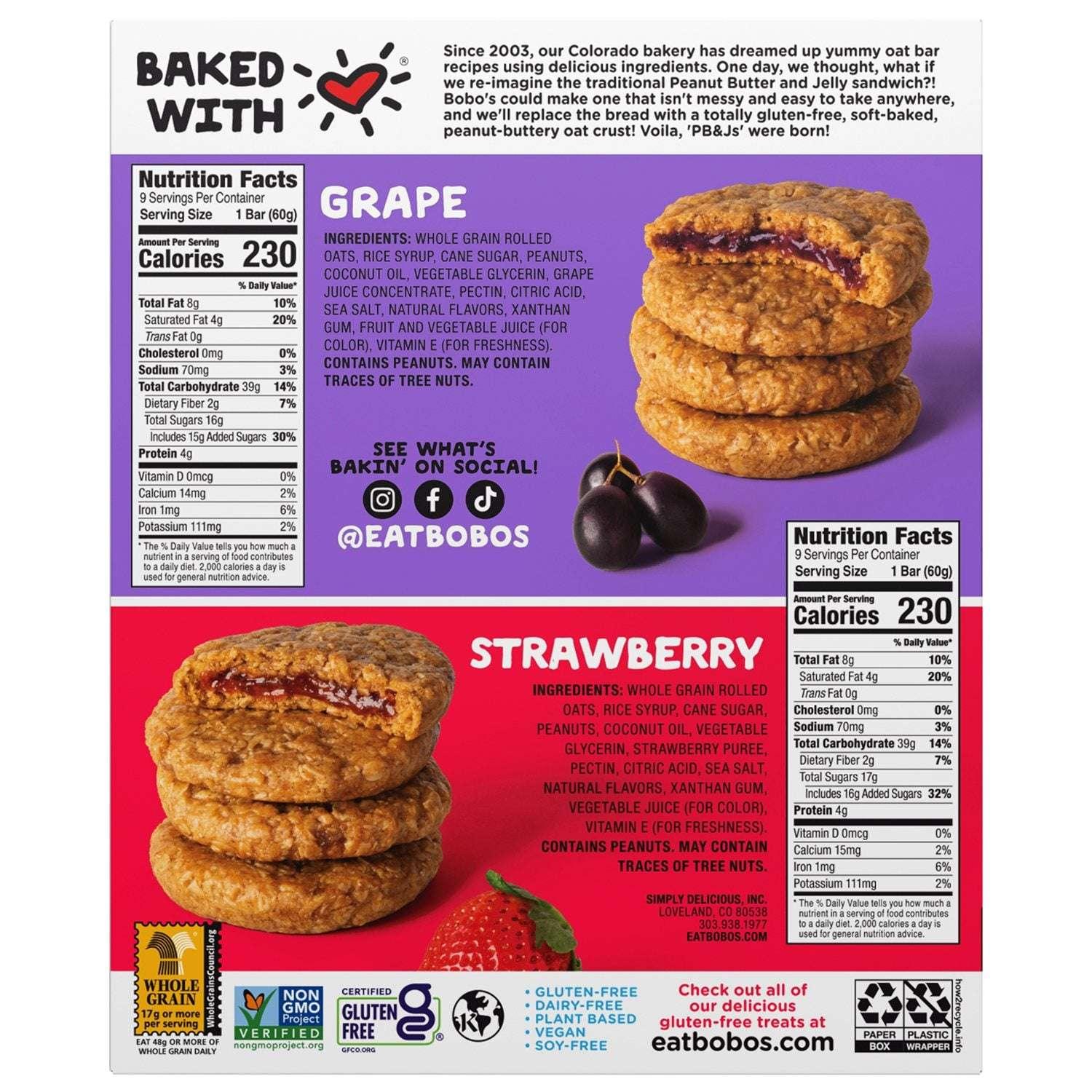 Bobo's PB&J Oat Snacks, Variety Pack, 18 pk. - USA MEGA SHOP
