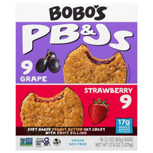 Bobo's PB&J oat snack variety pack front with grape and strawberry sections