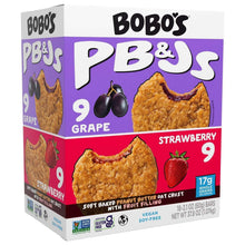 Bobo's PB&J oat snack variety pack box with grape and strawberry labels