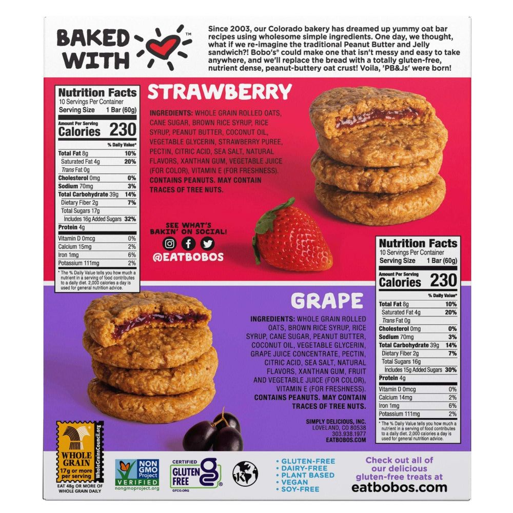 Bobo's PB&Js Oat Sandwich Bar, Variety Pack, 2.1 oz, 20-count - USA MEGA SHOP