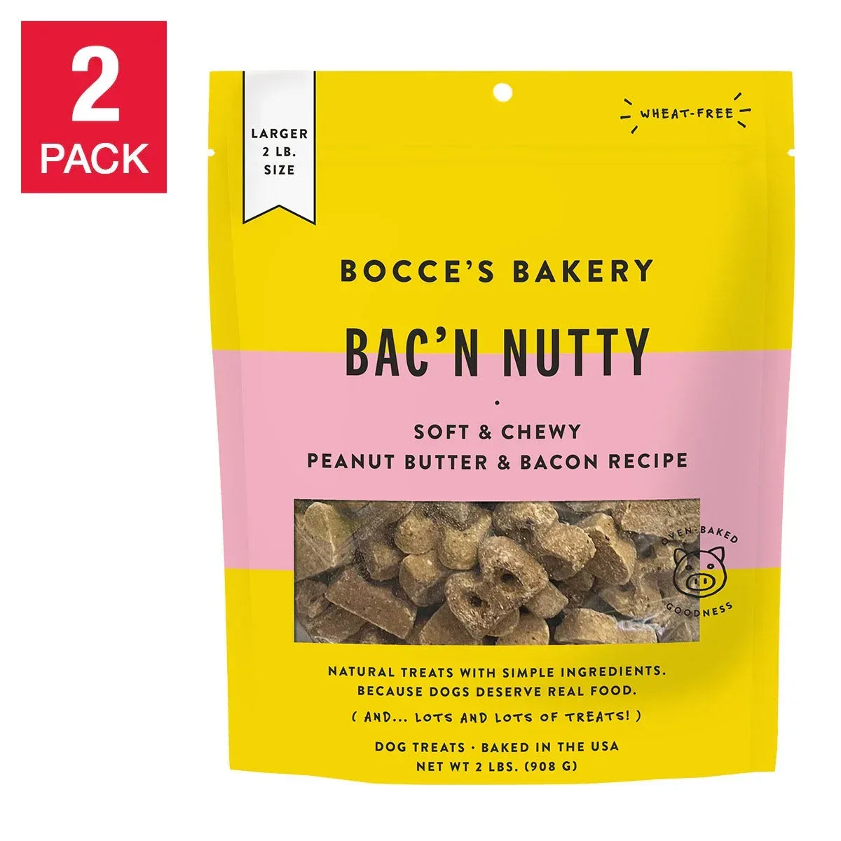 Bocce's Bakery Bac'N Nutty Biscuit 2 lbs, 2-pack - USA MEGA SHOP
