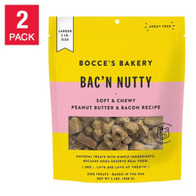 Dog biscuit treat bag in yellow and pink, Bac'N Nutty soft & chewy, 2-pack
