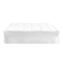 White 4-inch mattress topper, quilted top with stitched channels
