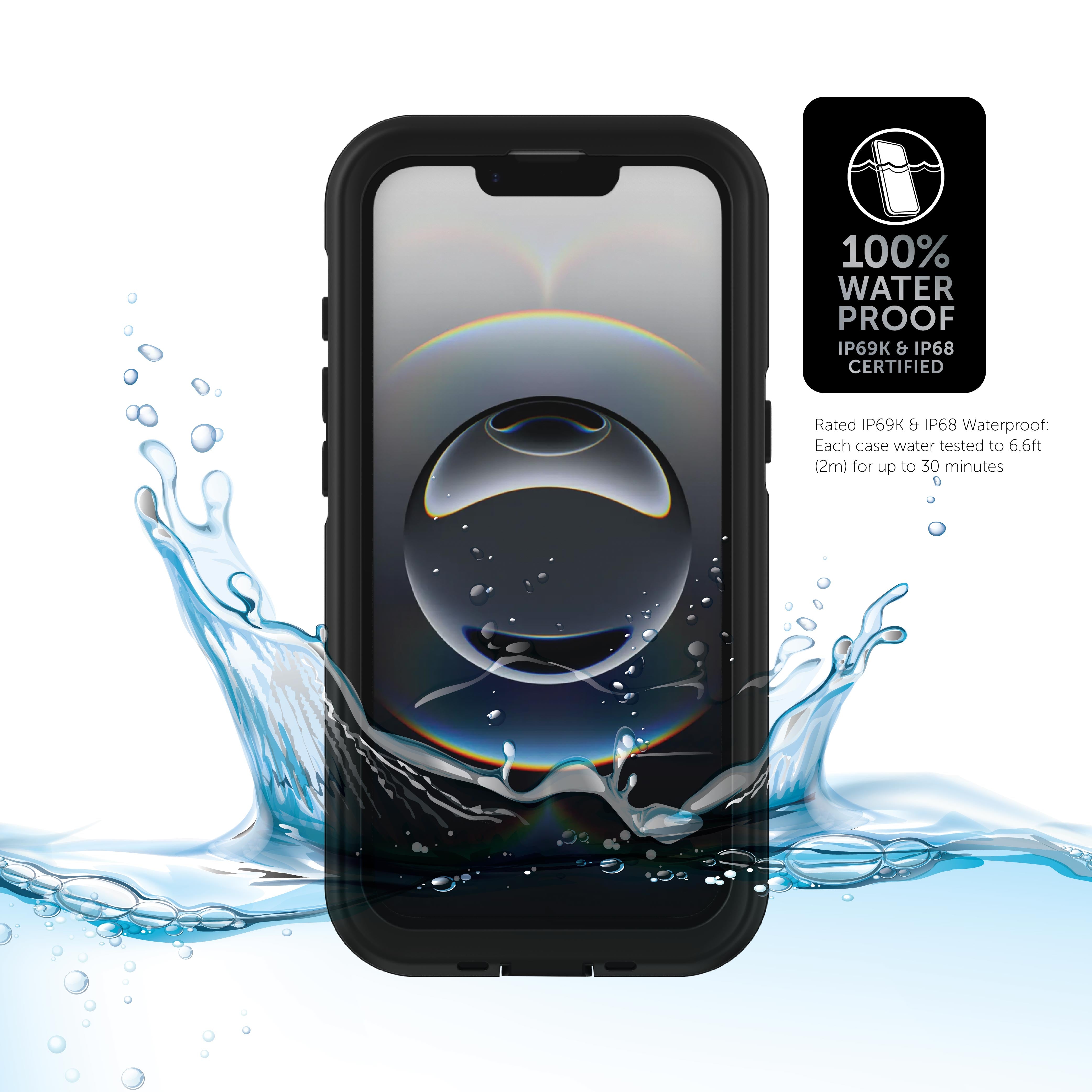Body Glove Tidal Waterproof Phone Case for iPhone 16 - Black/Clear