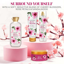 Cherry blossom 2-in-1 body wash bottle with matching Bodycology care products