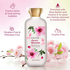 Bodycology Cherry Blossom 2-in-1 Body Wash and Bubble Bath, 16 fl oz
