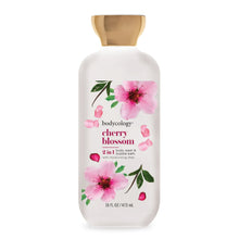 2-in-1 body wash & bubble bath bottle with gold cap and cherry blossom floral label