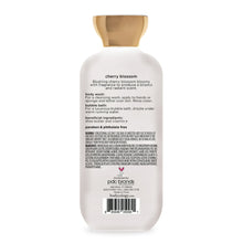 Cherry blossom 2-in-1 body wash & bubble bath bottle with back label and gold cap