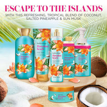 Assorted Hawaiian Beach body care products with turquoise body wash bottle