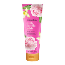 Bodycology pink vanilla wish body cream tube, pink with gold cap, 8 oz