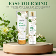 Bodycology pure white gardenia body cream tube with fragrance mist bottle, white and orange