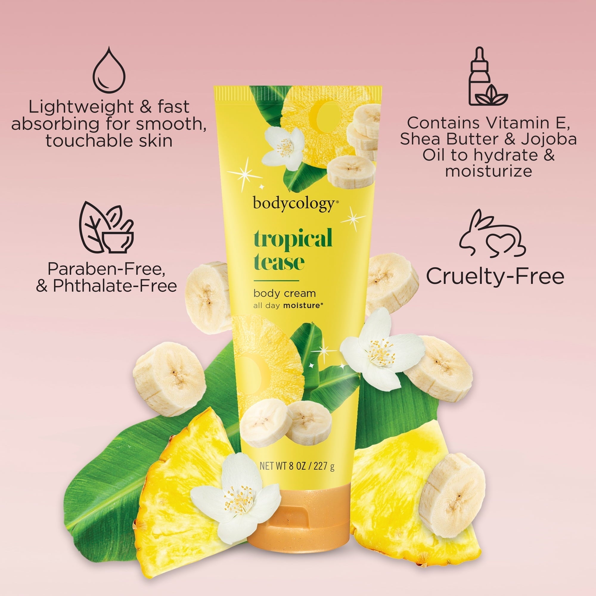 Bodycology Tropical Tease Shea Butter Body Cream, 8 oz