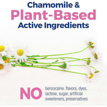 Chamomile and plant-based active ingredients label with 'No' ingredient list