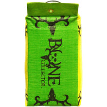 Archery target bag front with lime body, “BONE COLLECTOR” text, and hanging top tab