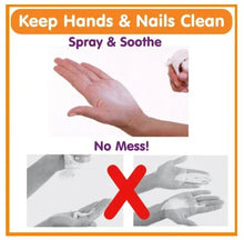 Diaper rash spray bottle with instructions: keep hands and nails clean
