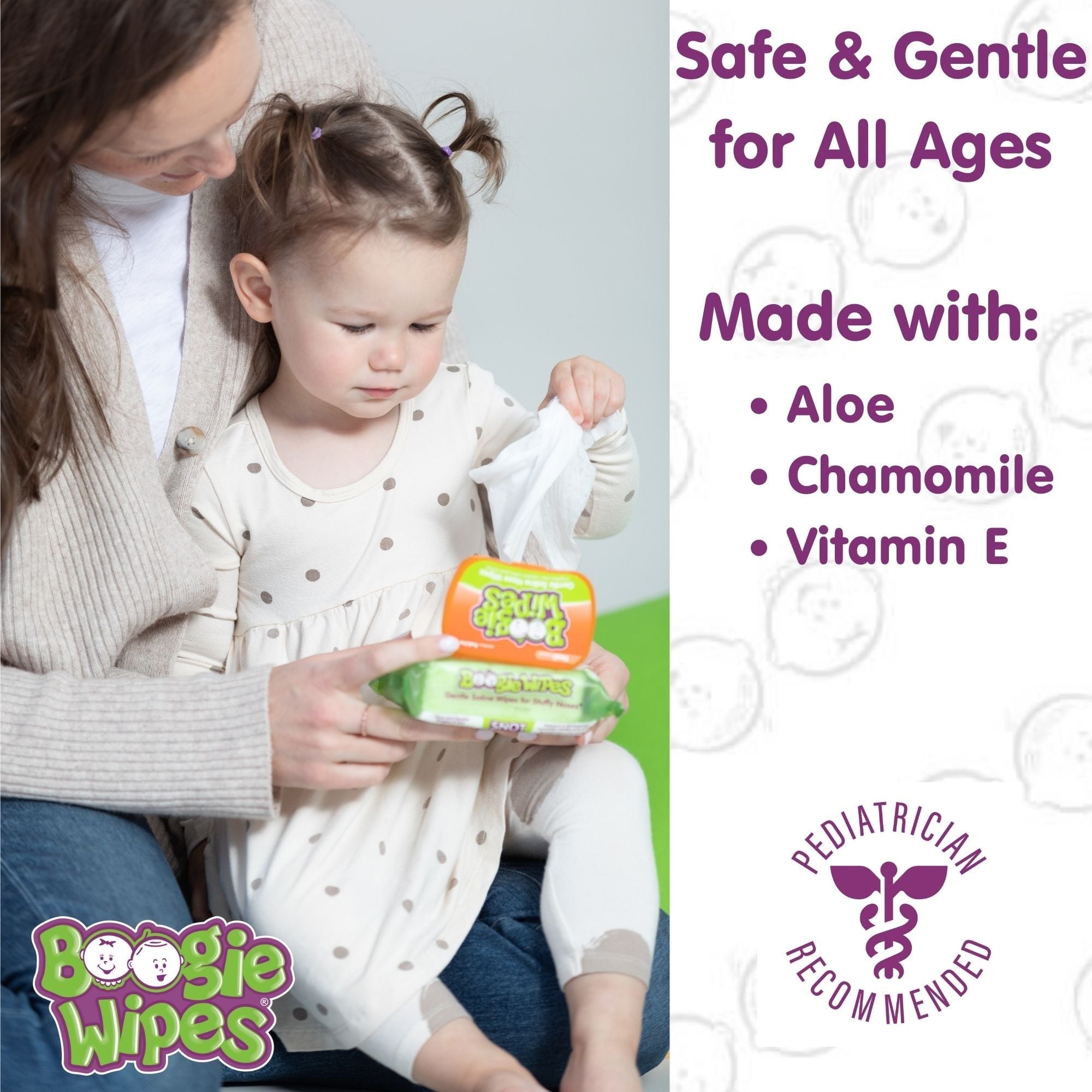 Boogie Wipes Saline Nose Wipes, Hypoallergenic & Alcohol-Free, Fresh Scent, 45 Count