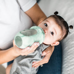Boon NURSH Reusable Silicone Pouch Baby Bottle – Stage 2 Medium Flow – 8oz – Mint Tie Dye