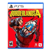 PlayStation 5 Borderlands 4 game case with blue frame and red character cover art