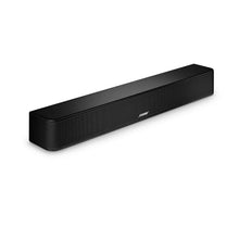 Black Bose soundbar angled view with continuous front grille