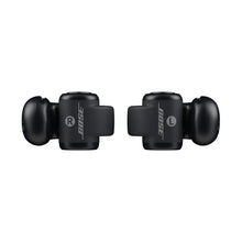 Bose open-ear earbuds close-up, left and right earbuds with Bose markings