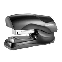 Bostitch flat-clinch manual stapler in black with open staple nose