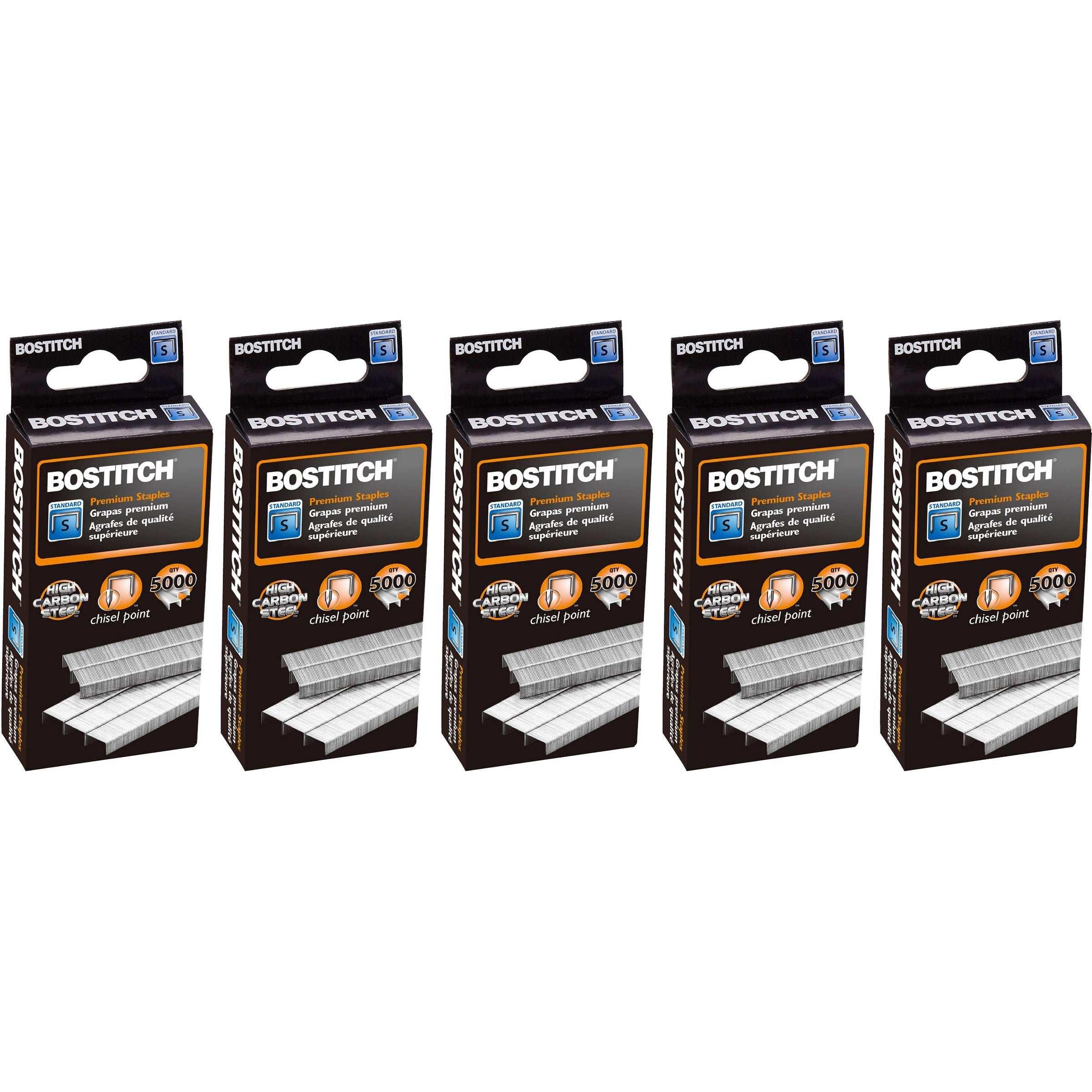 Bostitch 1/4" Premium Staples, Standard Chisel Point, 5,000 Staples, 5-count - USA MEGA SHOP
