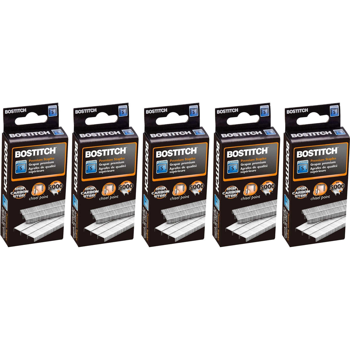 Bostitch 1/4" Premium Staples, Standard Chisel Point, 5,000 Staples, 5-count